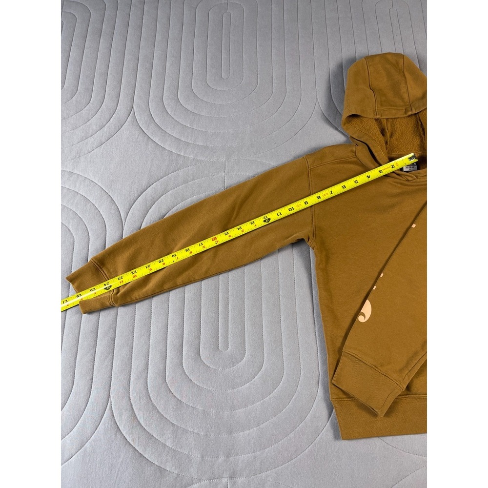 Carhartt Hoodie Youth XS (7) Pullover Hooded Sweatshirt Brown Spell Out TS9983-G - Picture 8 of 11